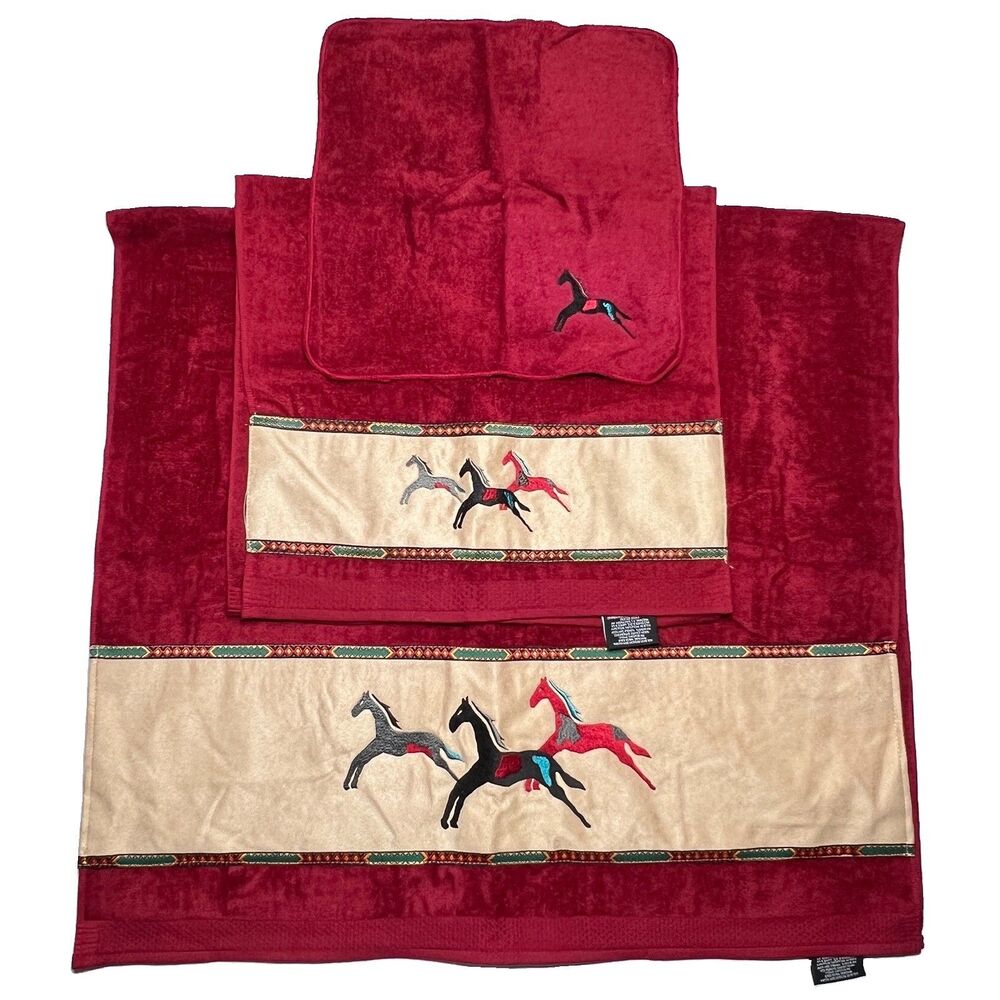 Pendleton Horse 3-pc Embroidered Towel Set Equestrian Southwest Santa Fe